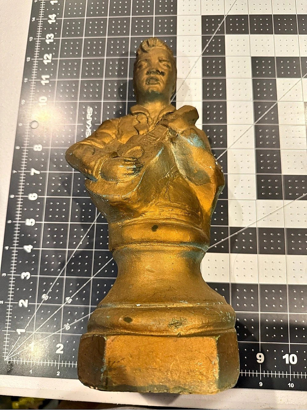 Elvis Sculptural Figure Statue Gold & Blue Decor